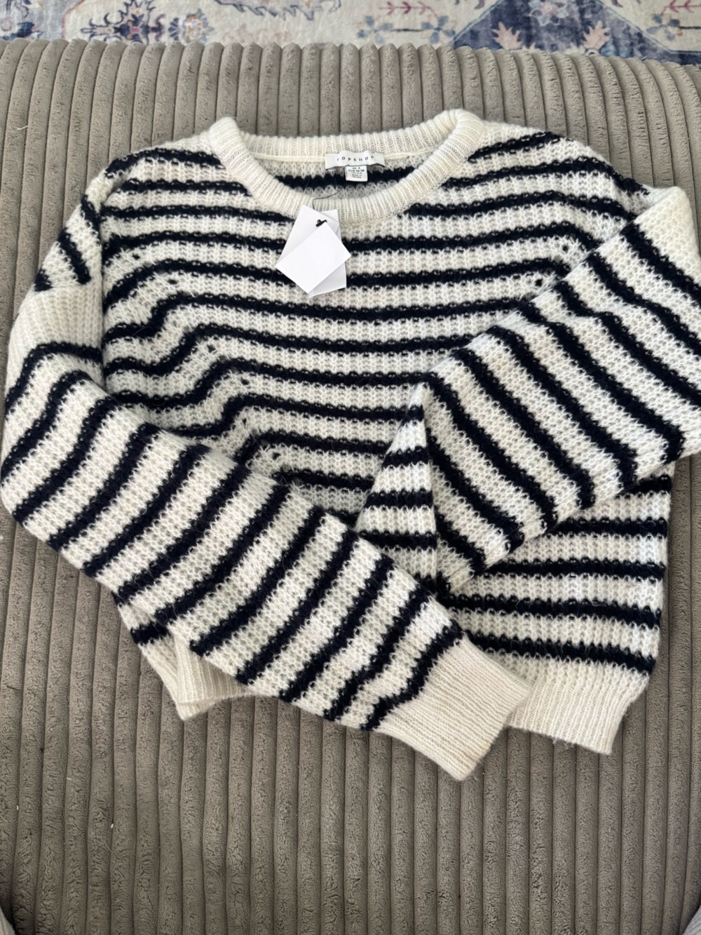 Topshop Striped Black and White Knit Sweater - Women